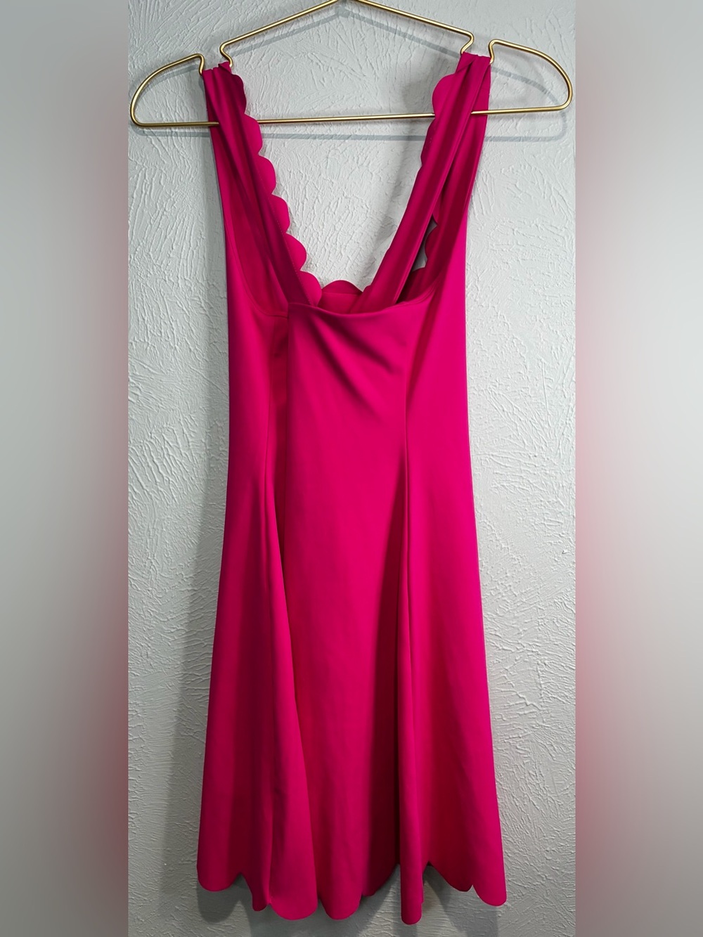 Women’s J. Crew Hot Pink Scalloped Sleeveless Dress - size XS - Picture 10 of 14
